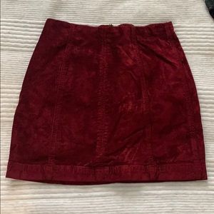 Red velvet skirt
